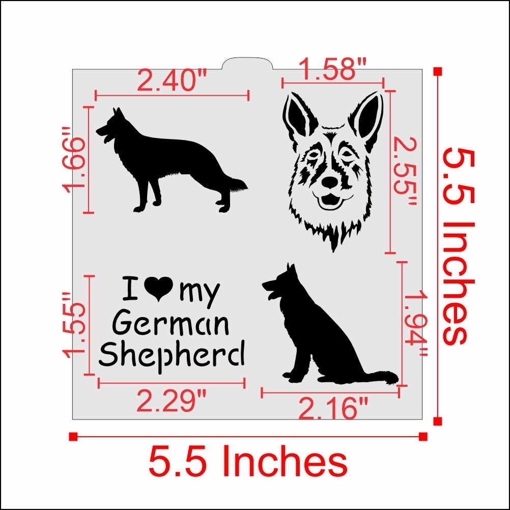 I Love My German Shepherd Cookie Stencil by Designer Stencils