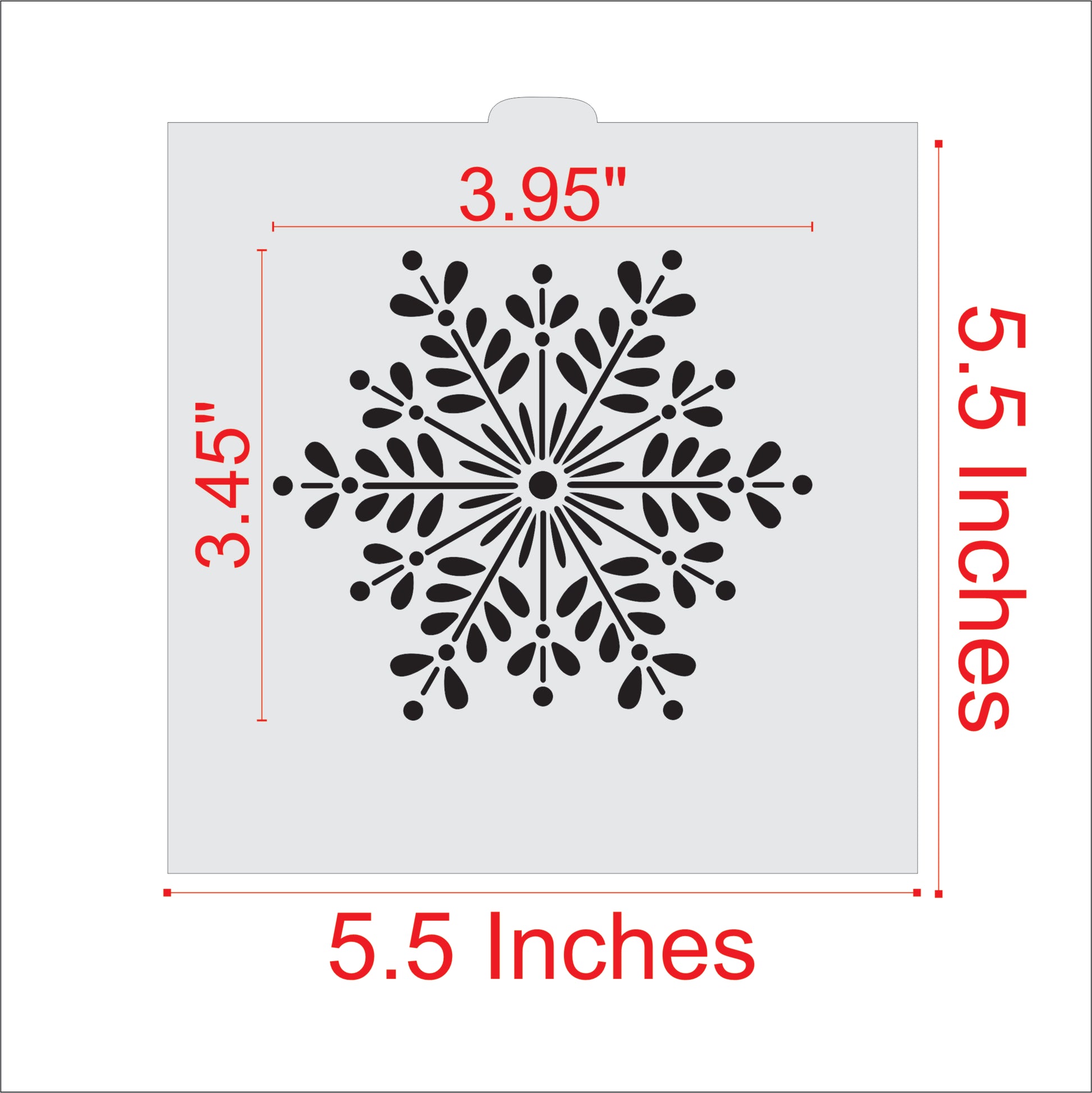 Measurements for the Retro Snowflake Cookie Stencil by Designer Stencils