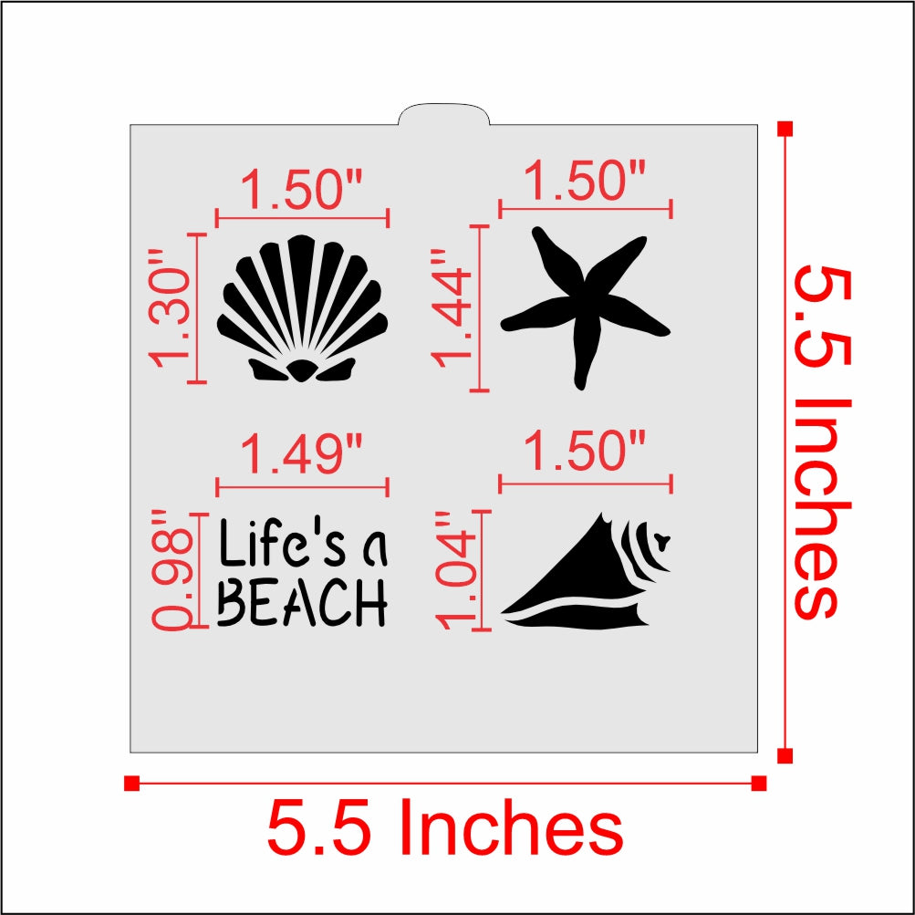 Measurements for the Life's a Beach Cookie Stencil