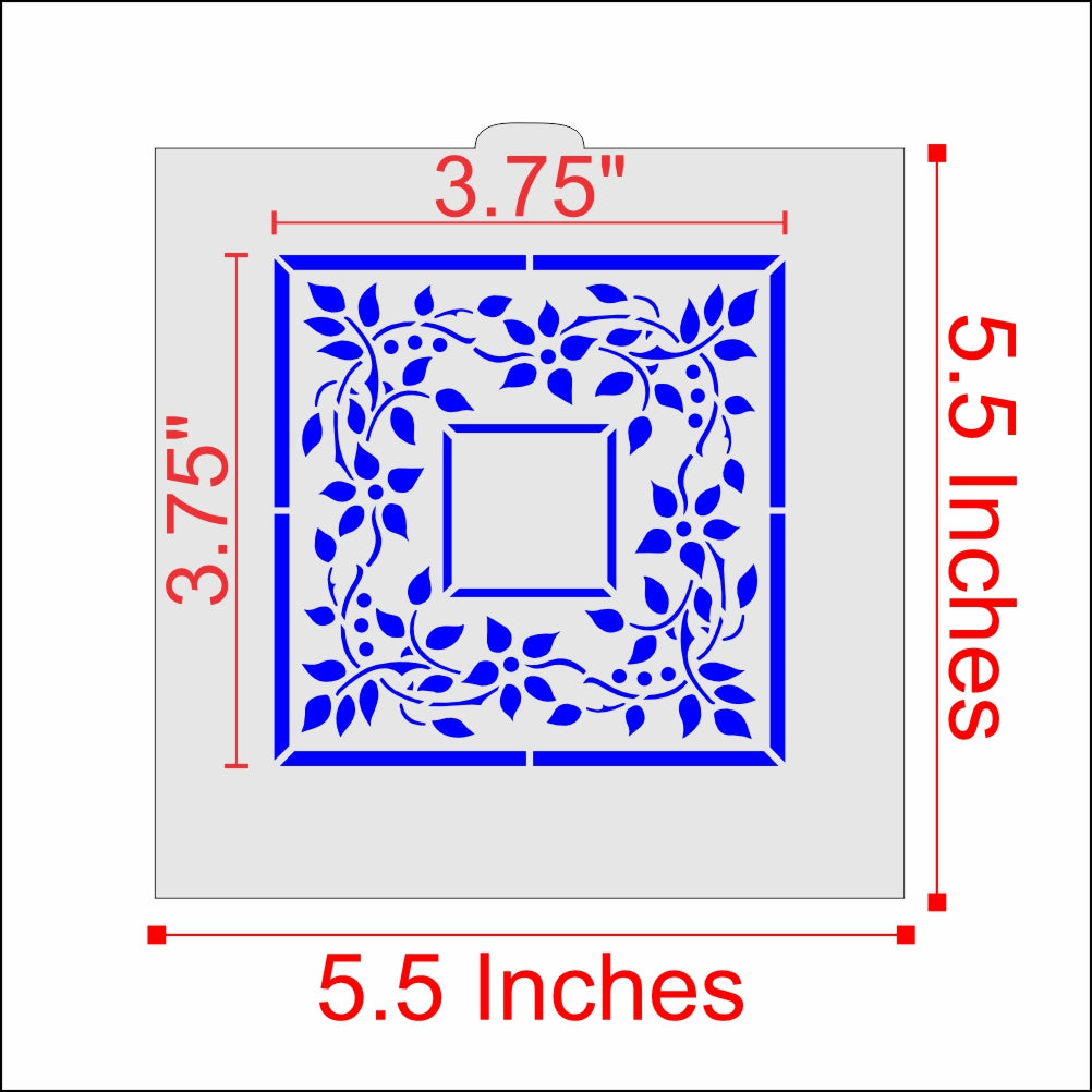 Measurements for the Floral Frame Cookie Stencil
