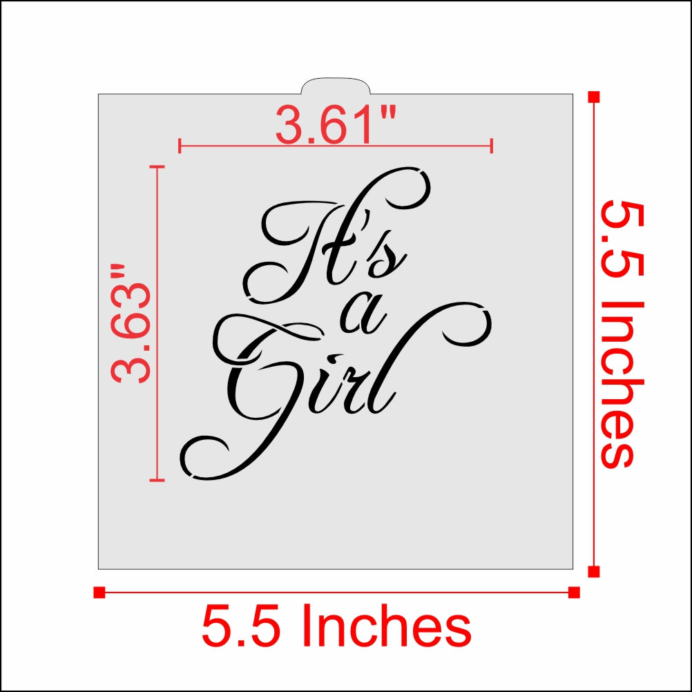 Measurements for the It's A Girl Cookie Stencil