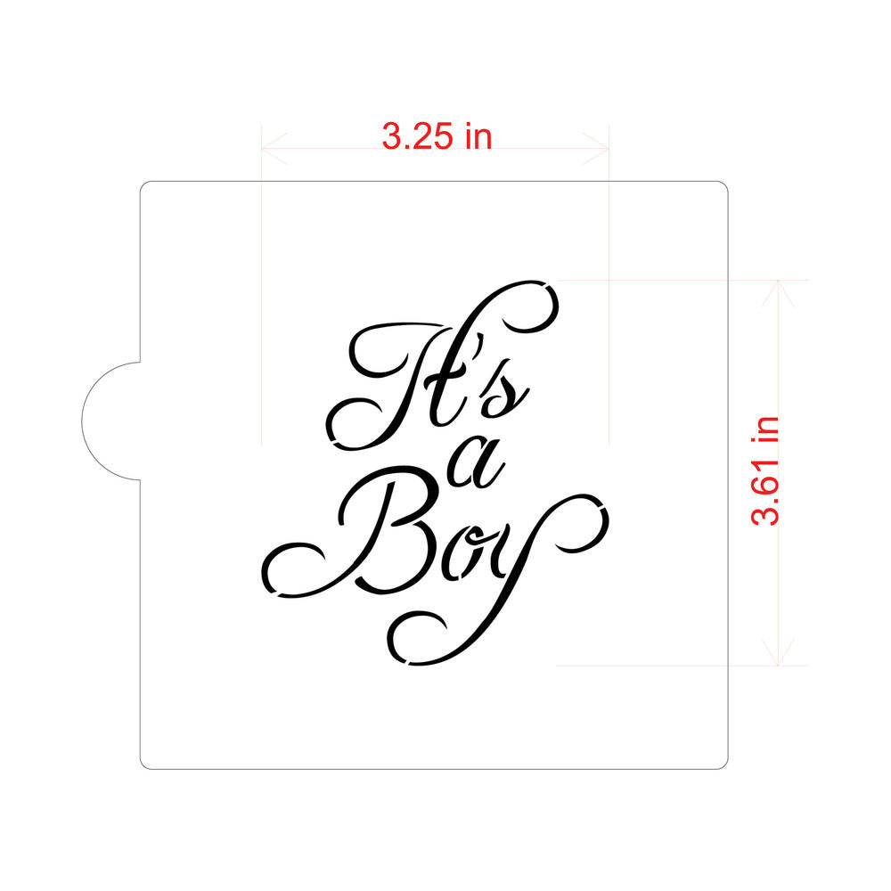 It's A Boy Cookie Stencil by Designer Stencils Dimensions