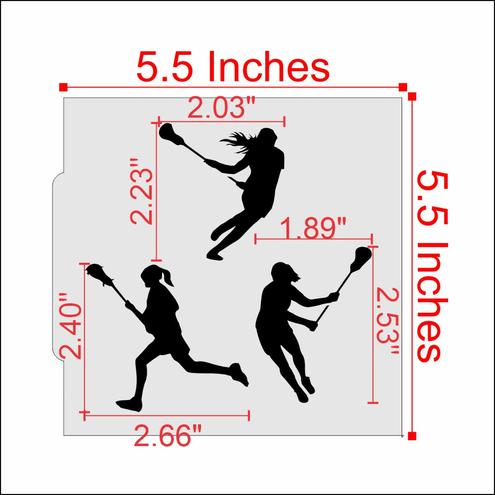 Measurements for the Female Lacrosse Players Cookie Stencil