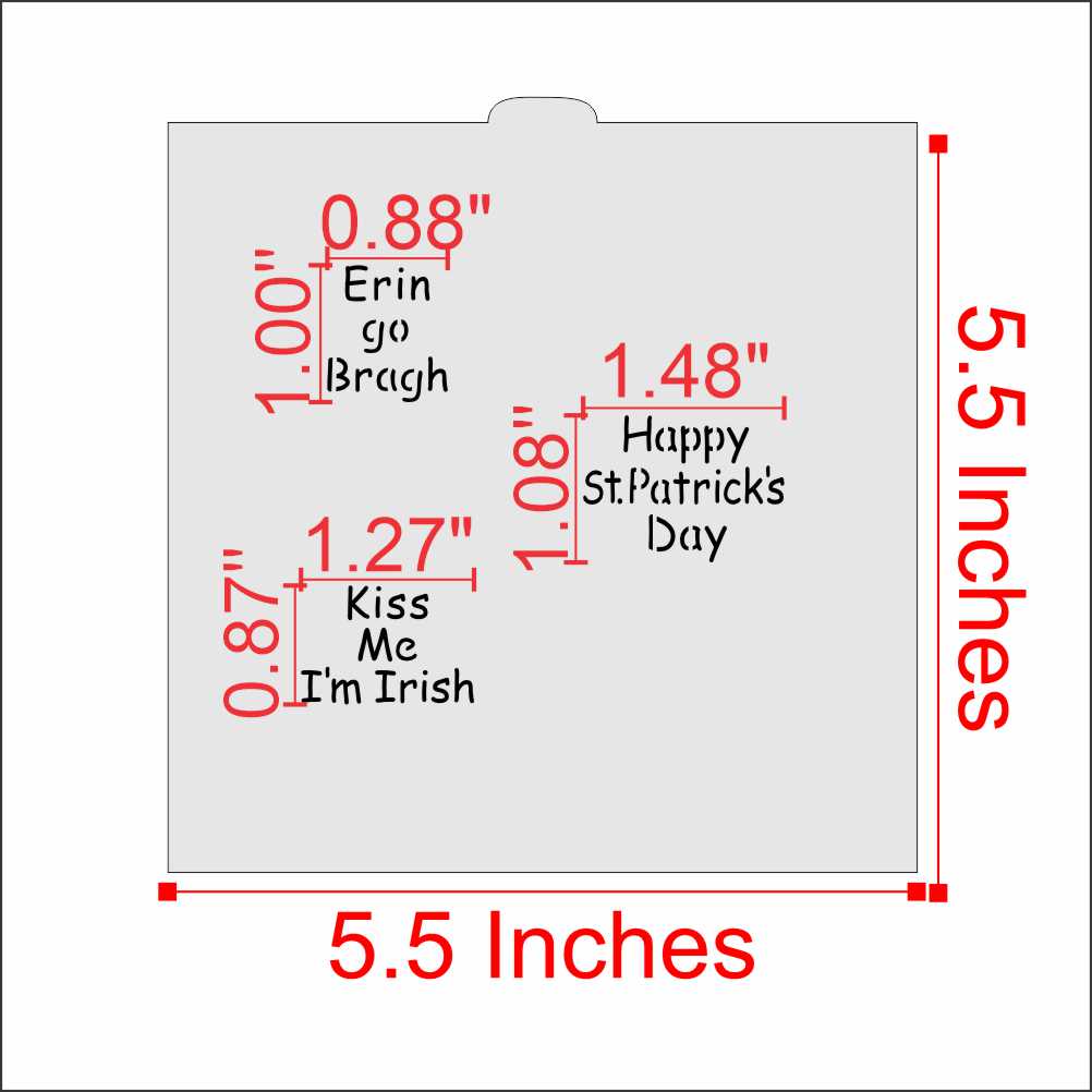 Measurements for the Irish Sayings Cookie Stencil