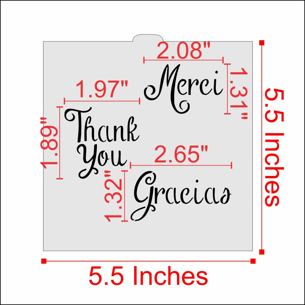 Merci Thank You and Gracias Cookie Stencil by Designer Stencils