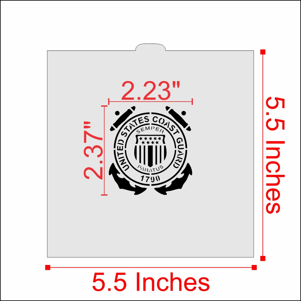Measurements for the United States Coast Guard Cookie Stencil