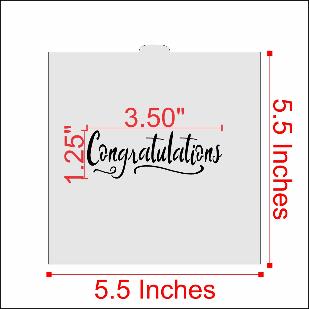 Congratulations Cookie Stencil Dimensions by Designer Stencils