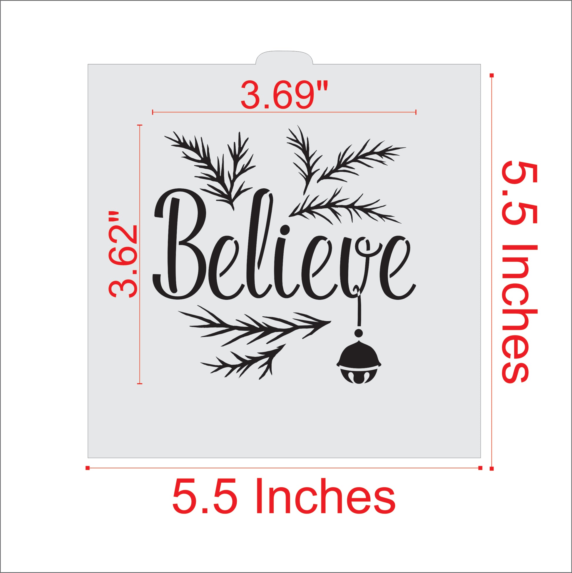 Measurements for the Believe Cookie Stencil by Designer Stencils