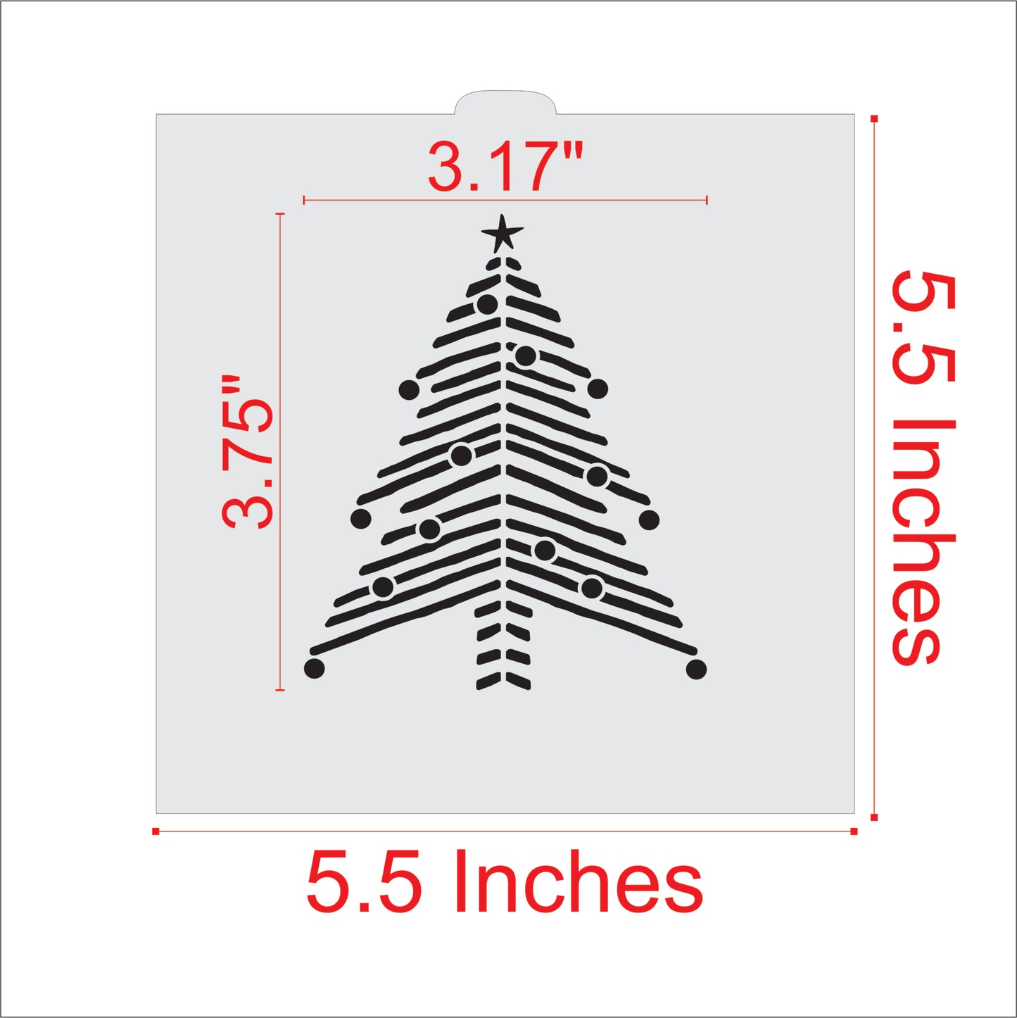 Chevron Christmas Tree Cookie Stencil Dimensions