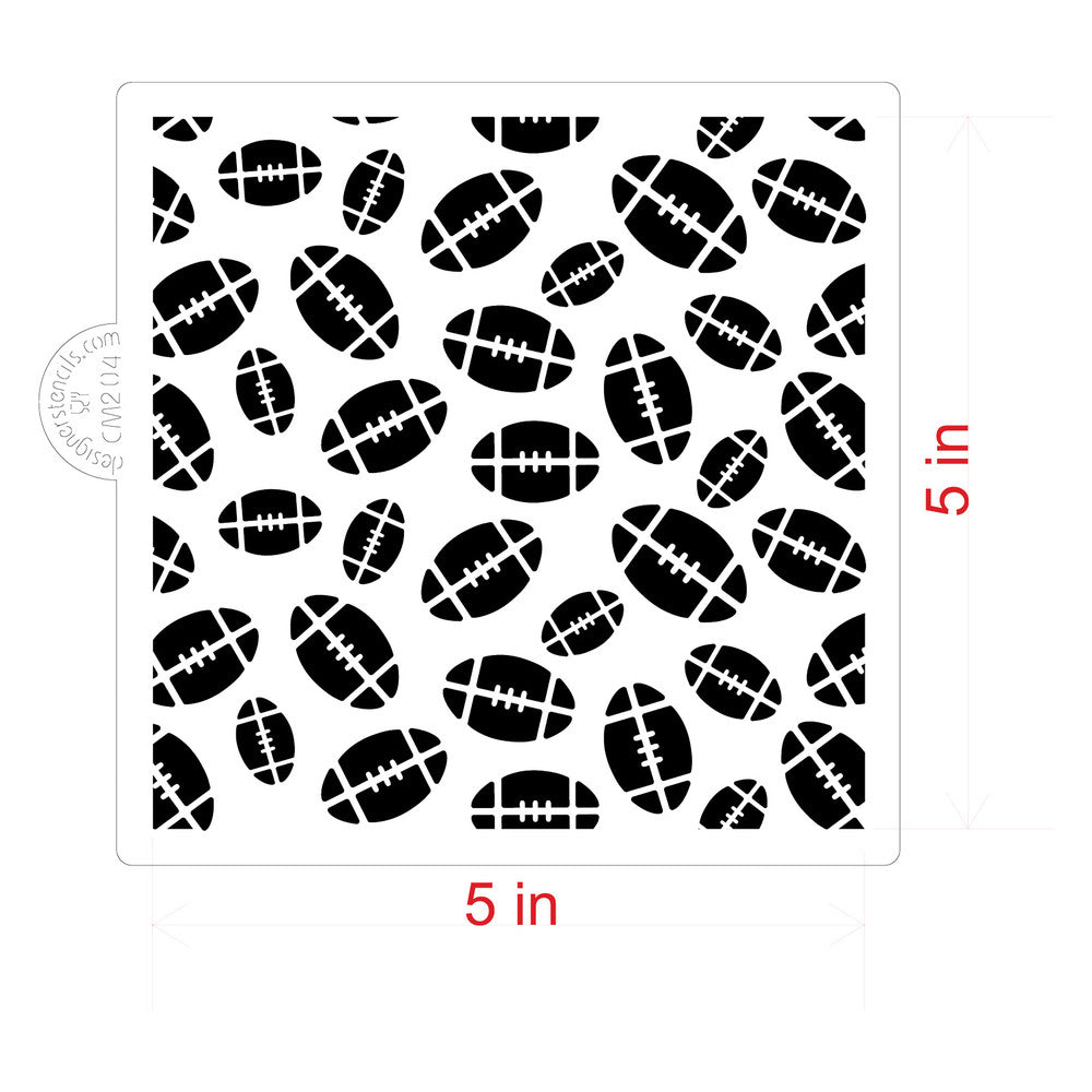 Football Allover Cookie Stencil by Designer Stencil measurements