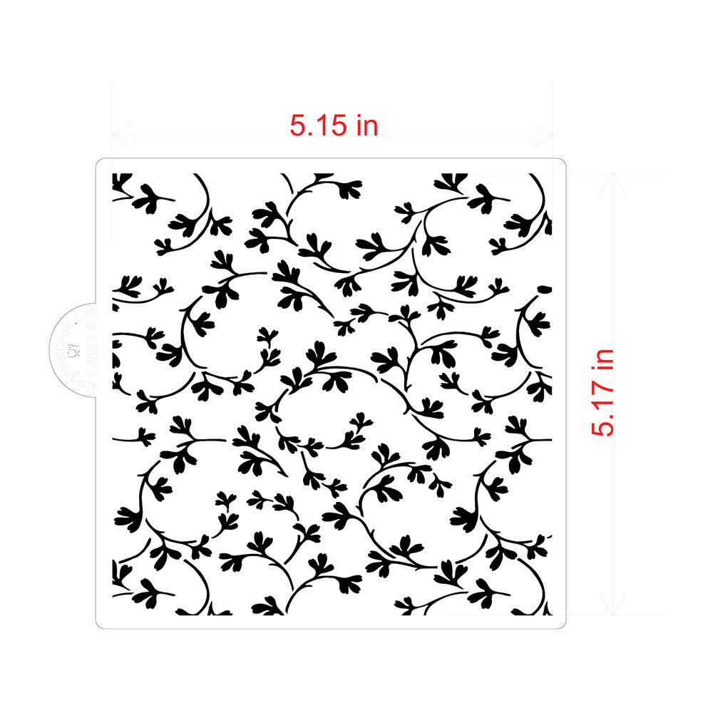 Garden Vine Cookie Stencil by Designer Stencils with measurments