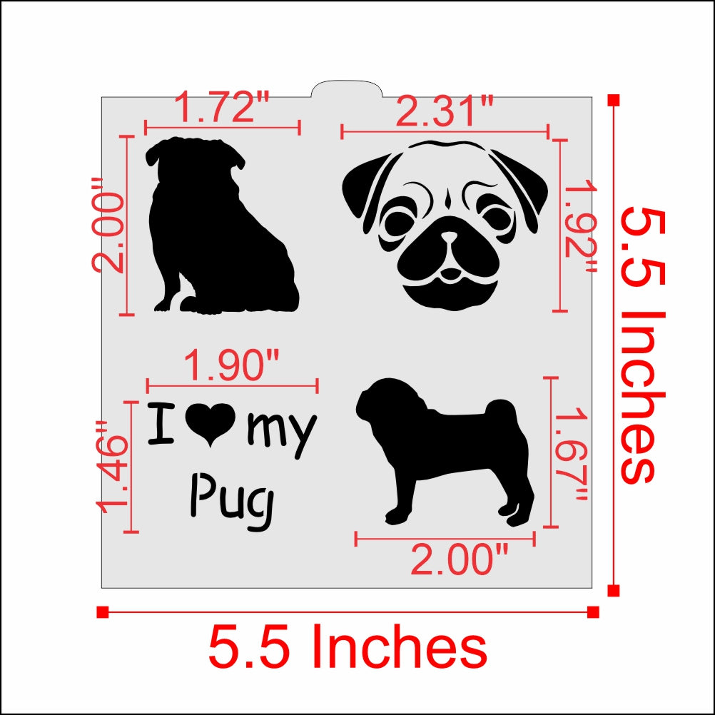 I Love My Pug Cookie Stencil by Designer Stencils