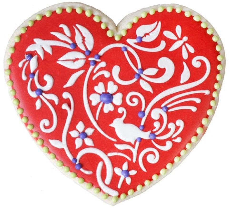 Heart Shaped cookie using the Be My Valentine Heart Shaped Cookie Stencil Set by Designer Stencils