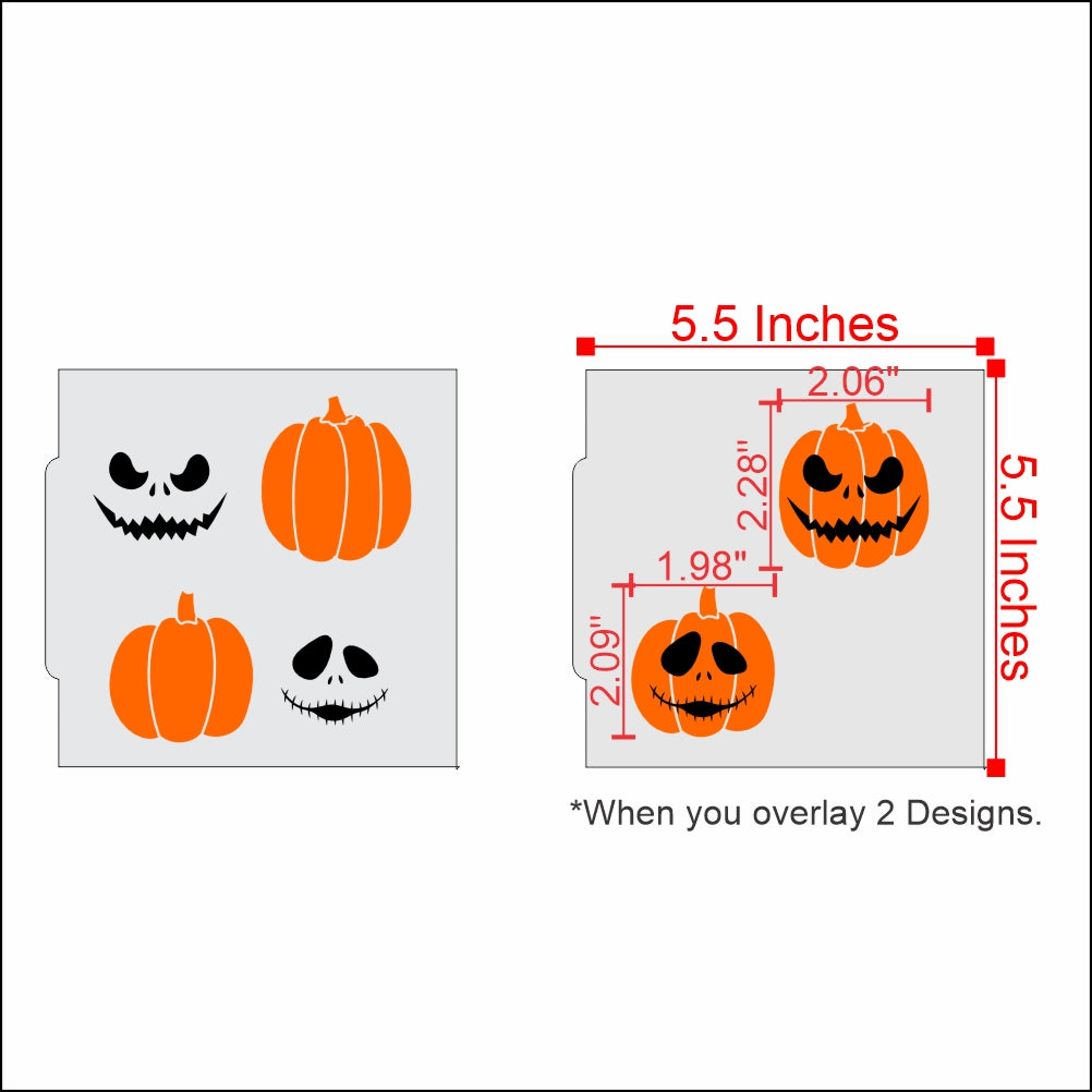 Measurements for the Jack-o-Lantern Halloween Cookie Stencils
