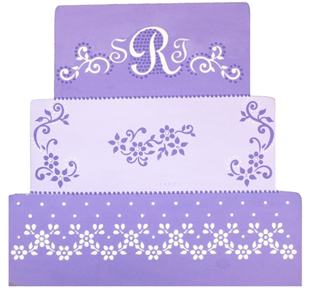 Dainty Floral Sprays Cake Stencil Set by Designer Stencils Cake Sample