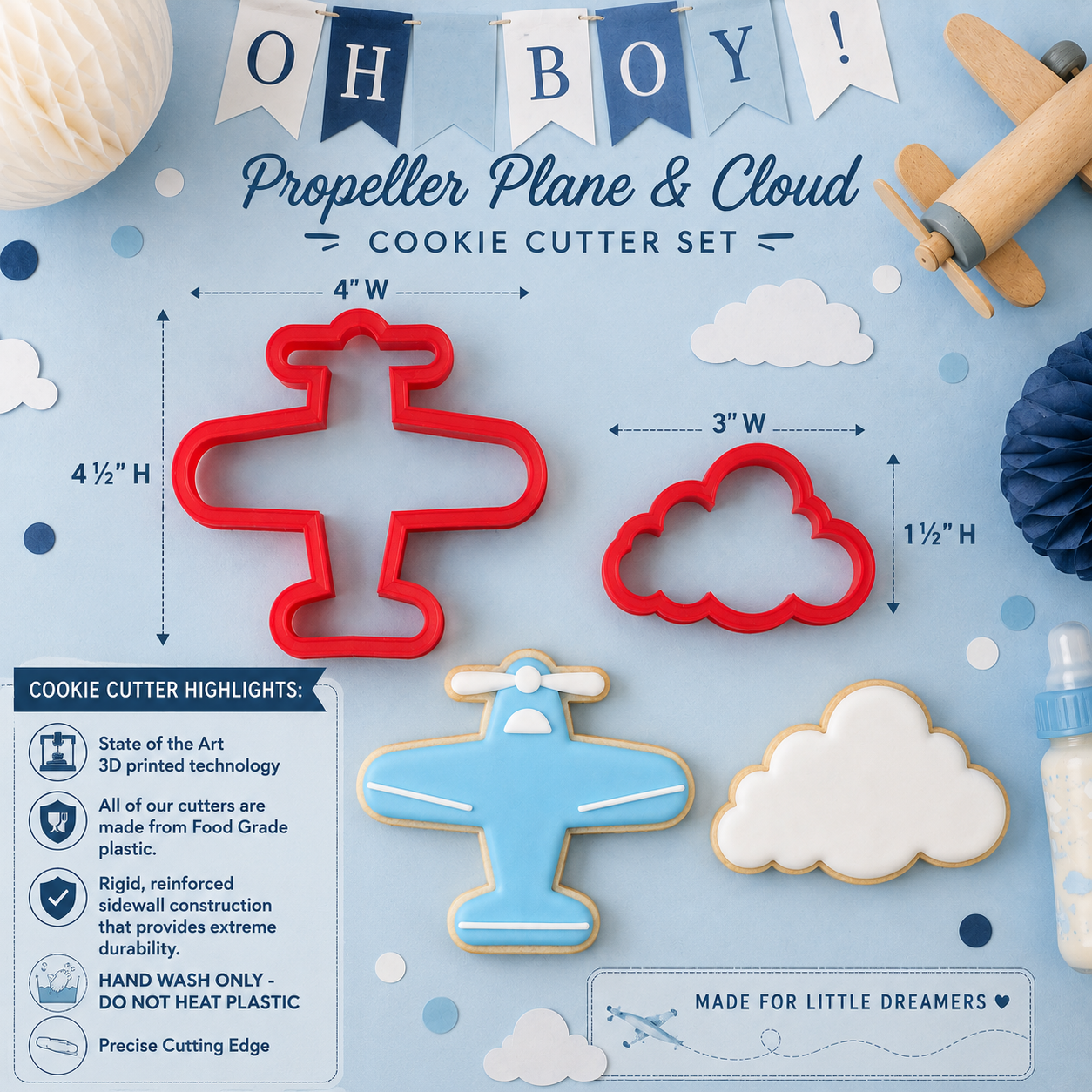 Highlights for the Prop Plane & Cloud Cookie Cutter Set
