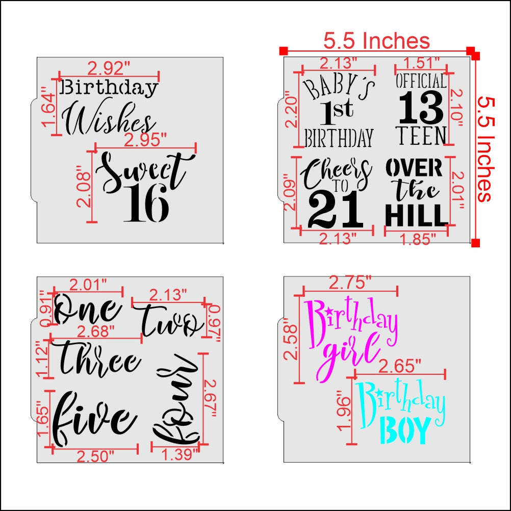 Birthday Messages Cookie Stencil Value Bundle