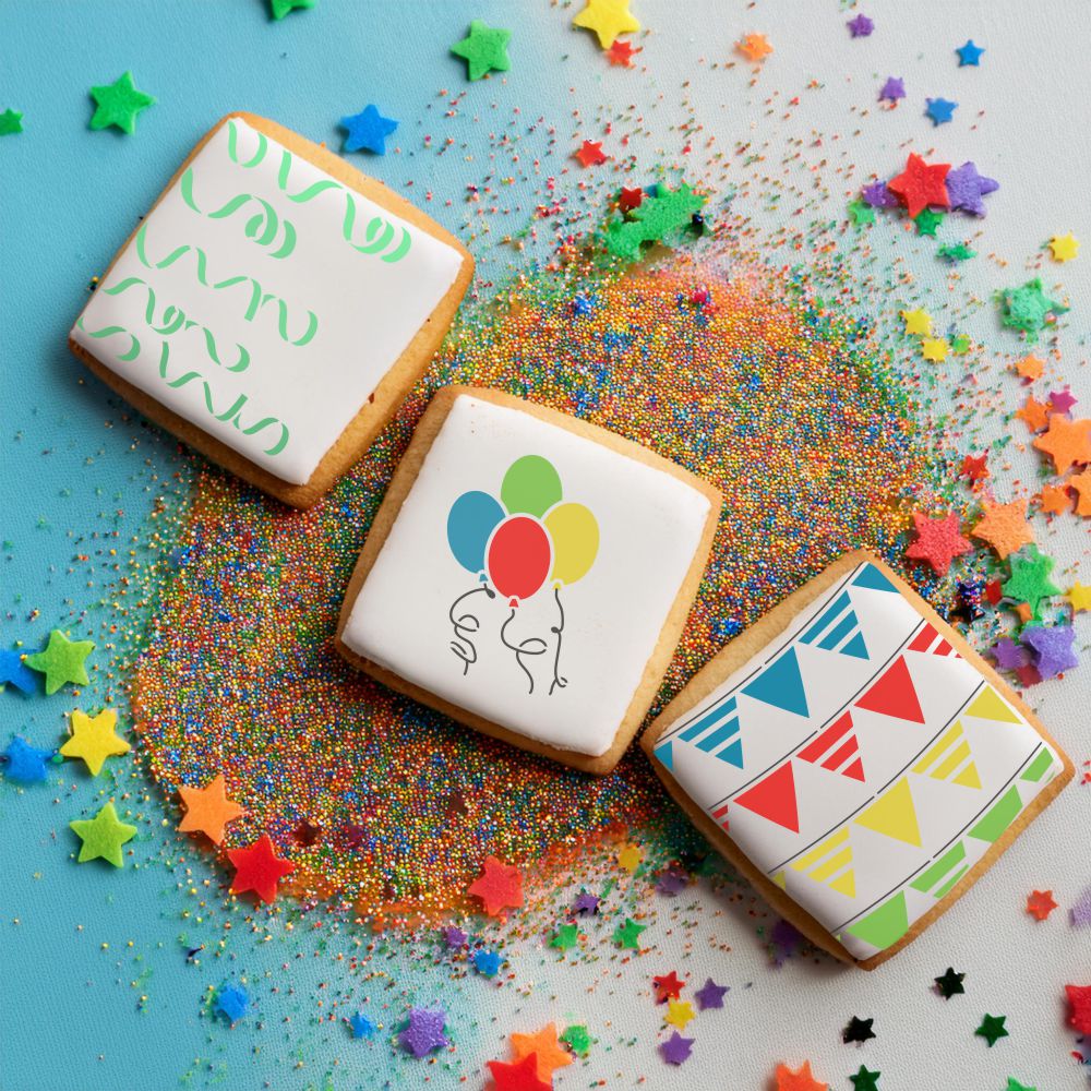 Decorated Birthday Cookies using the Birthday Backgrounds Cookie Stencil Value Bundle