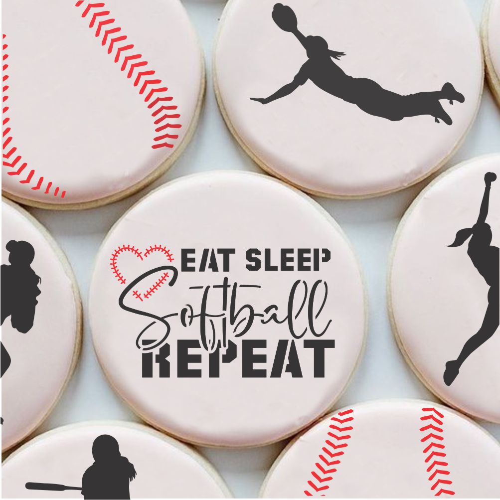 Softball Stenciled Cookies