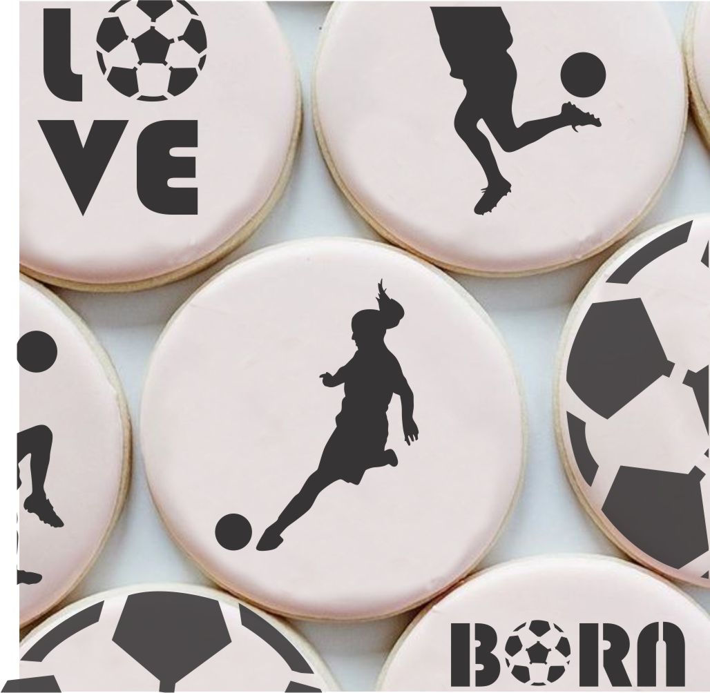 Stenciled Girls Soccer Cookies