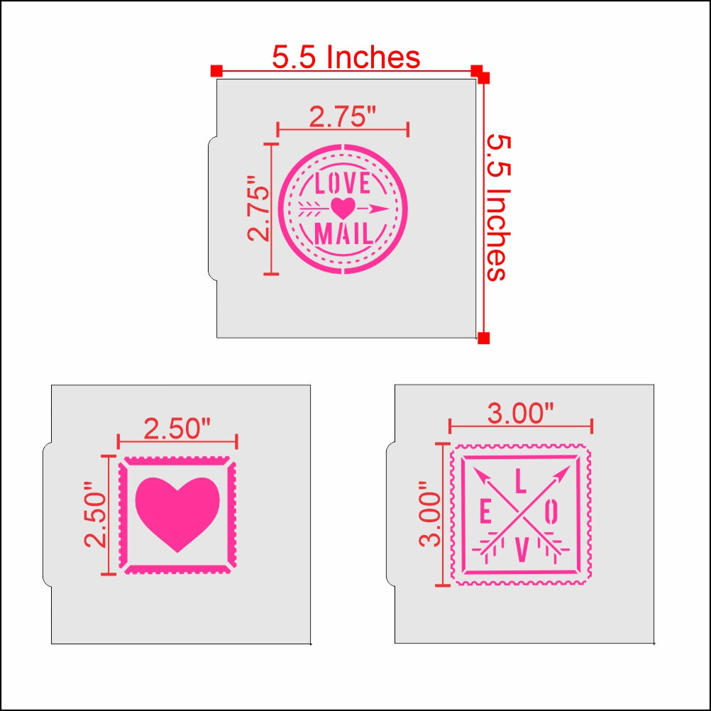Valentine Stamps Cookie Stencil Bundle