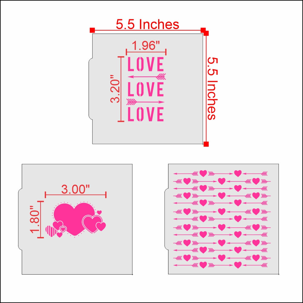 Valentine Arrows Cookie Stencil Bundle