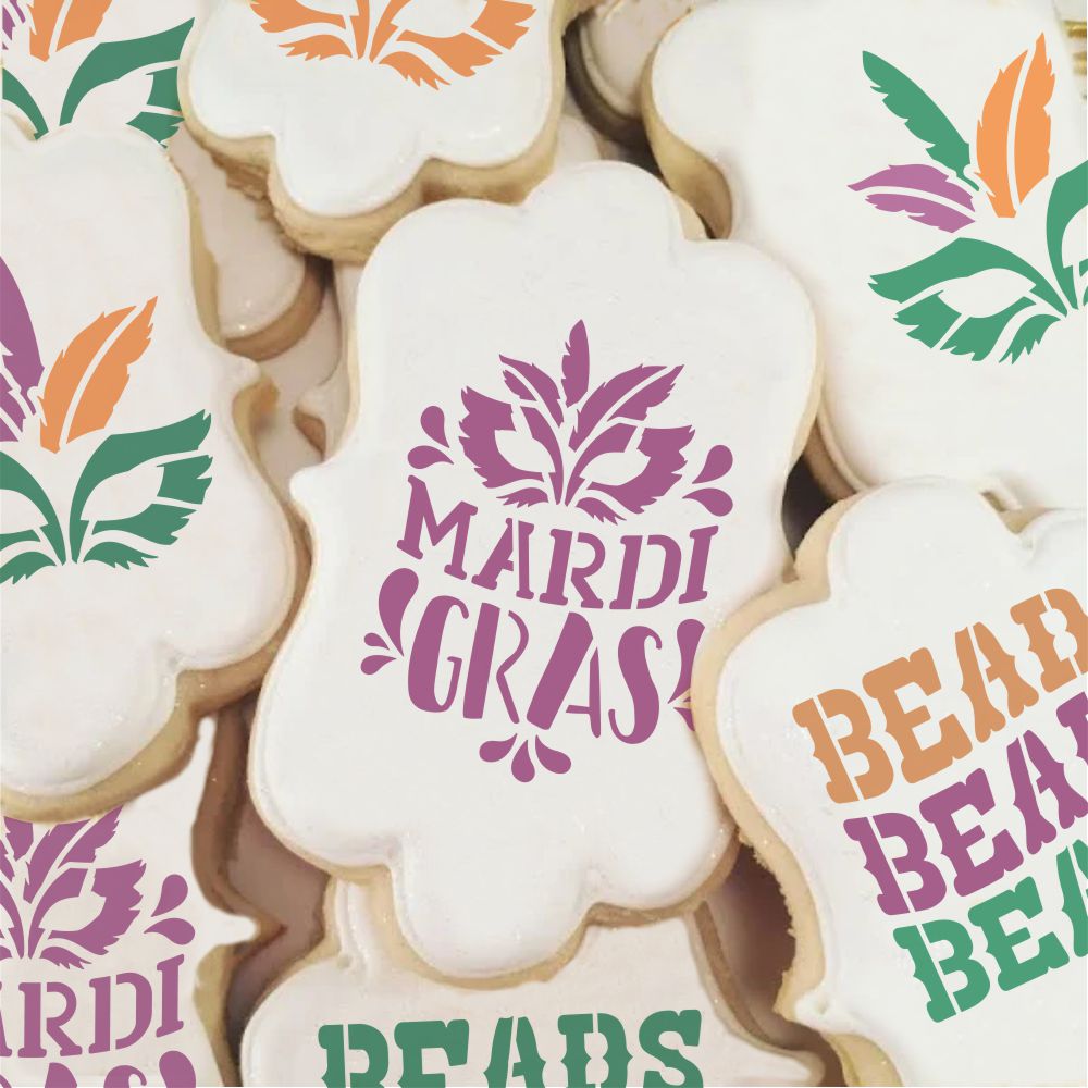 Mardi Gras Cookie Stencil Bundle