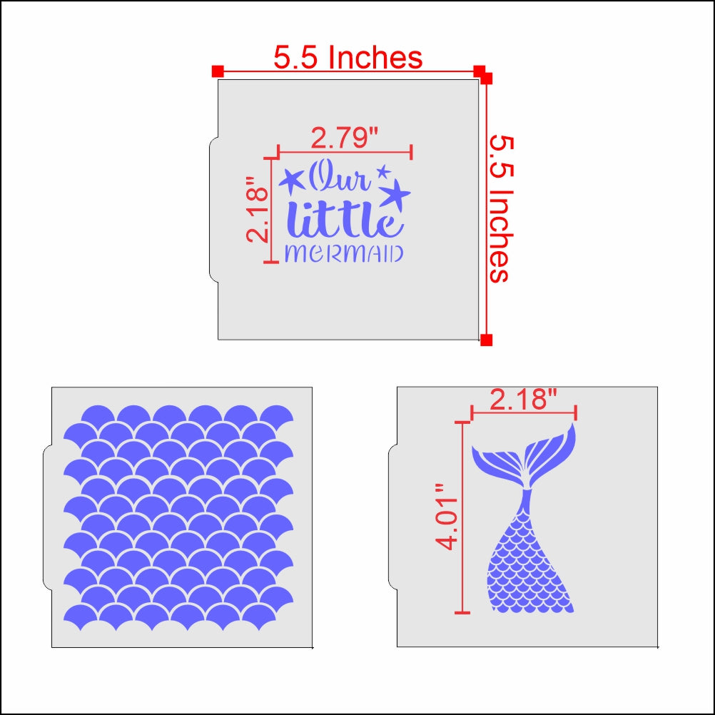 Little Mermaid Birthday Party Cookie Stencil Bundle