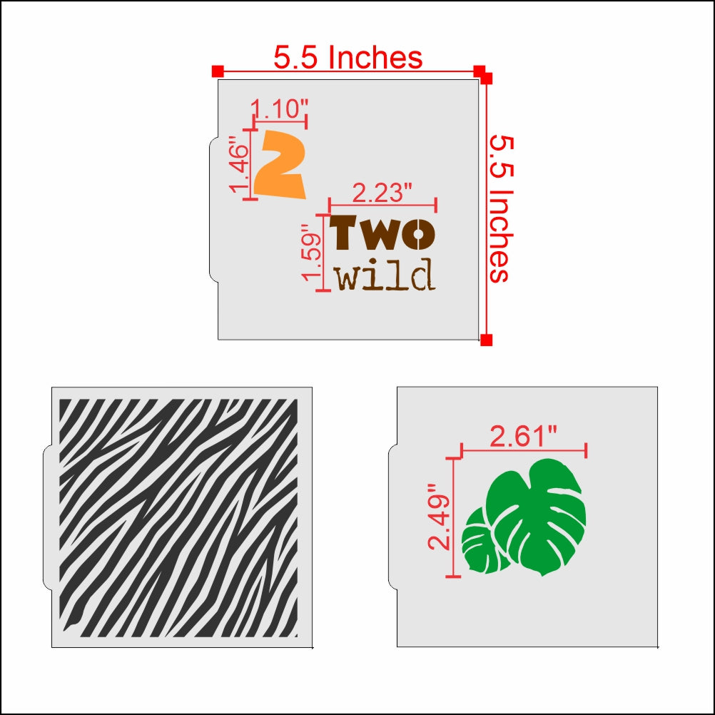 Two Wild Birthday Party Cookie Stencil Bundle