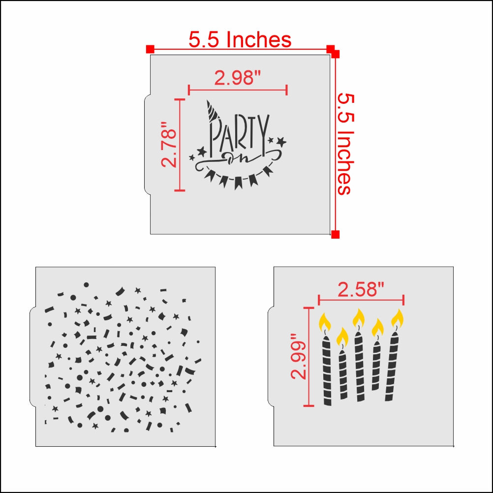 Party On Birthday Cookie Stencil Bundle