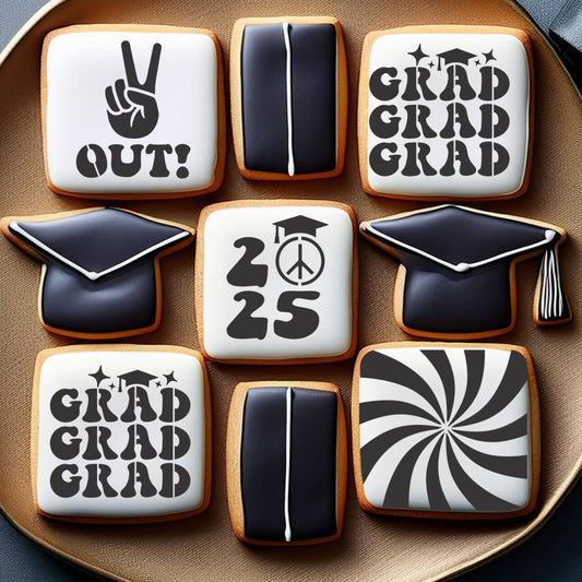 Peace Out Graduation Cookie Stencil Value Bundle