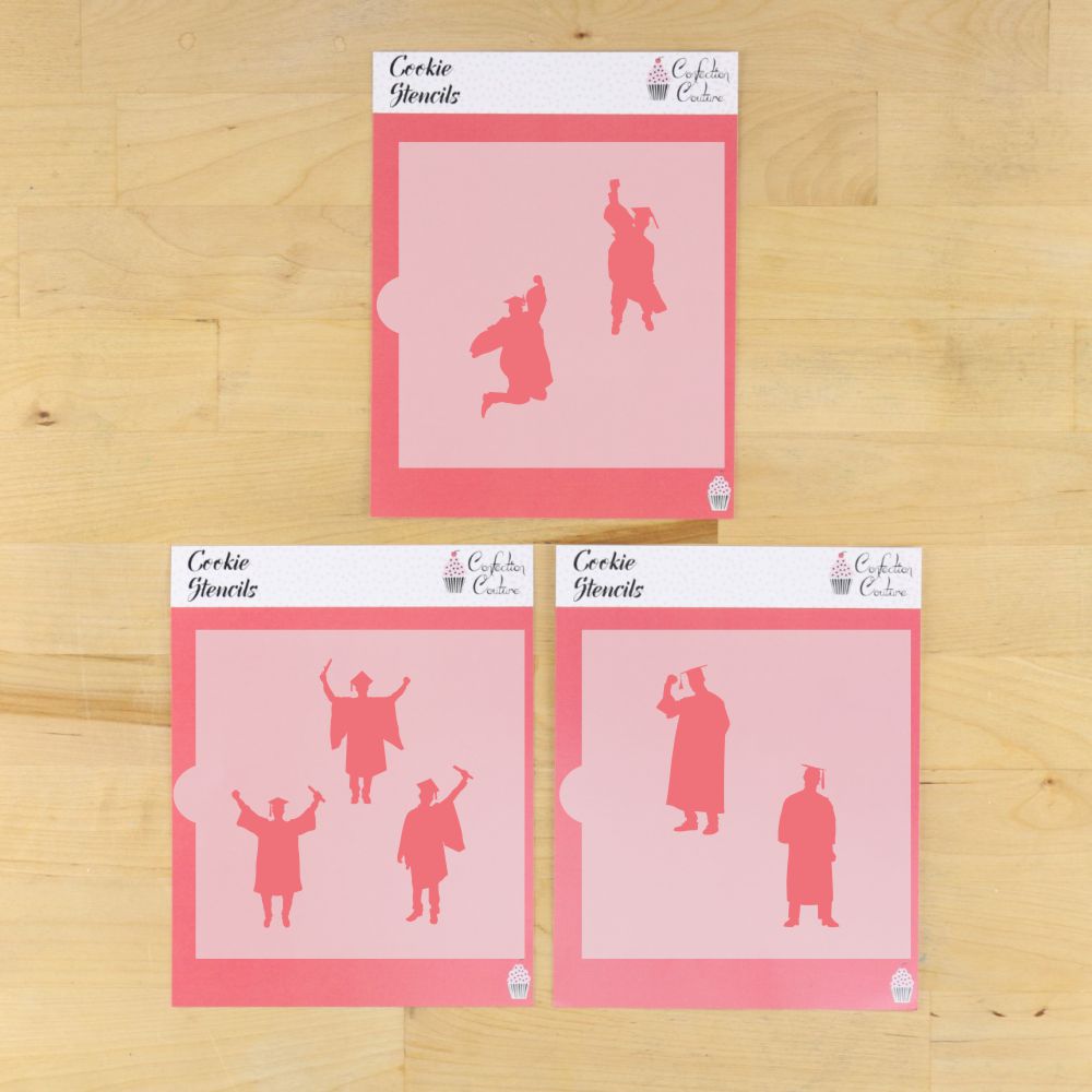 Male Graduate Silhouette Cookie Stencils 3 PIECE BUNDLE