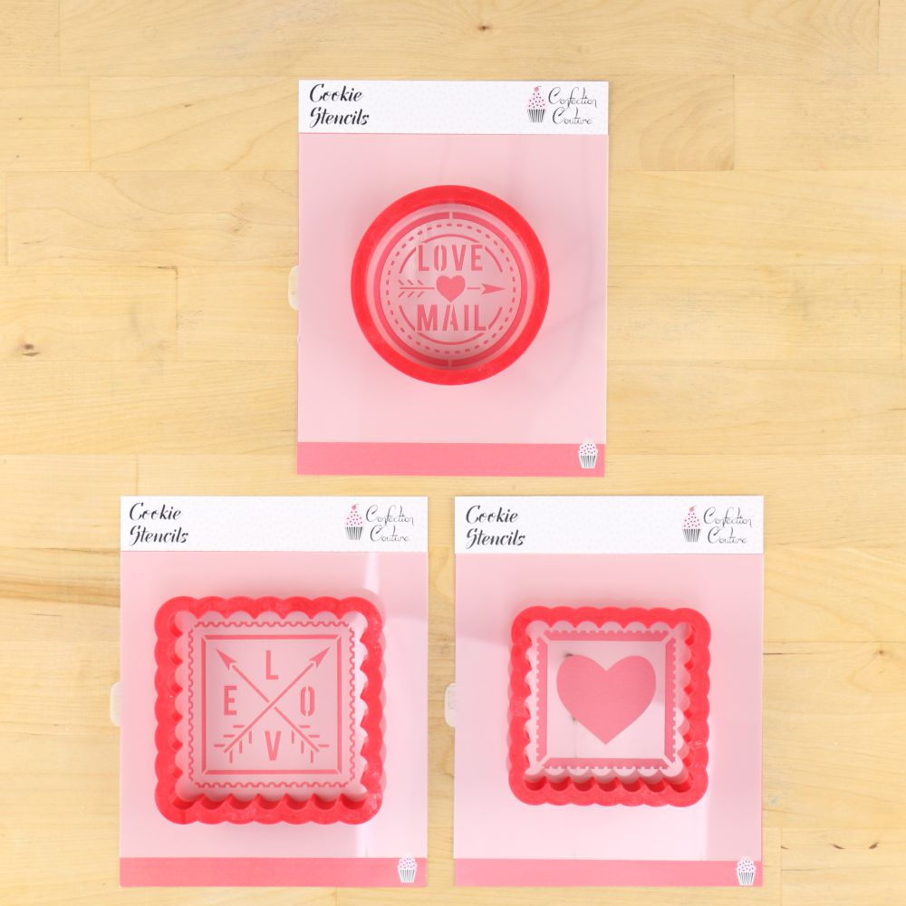 Valentine Stamps Cookie Stencil Bundle and Valentine Cookie Cutters