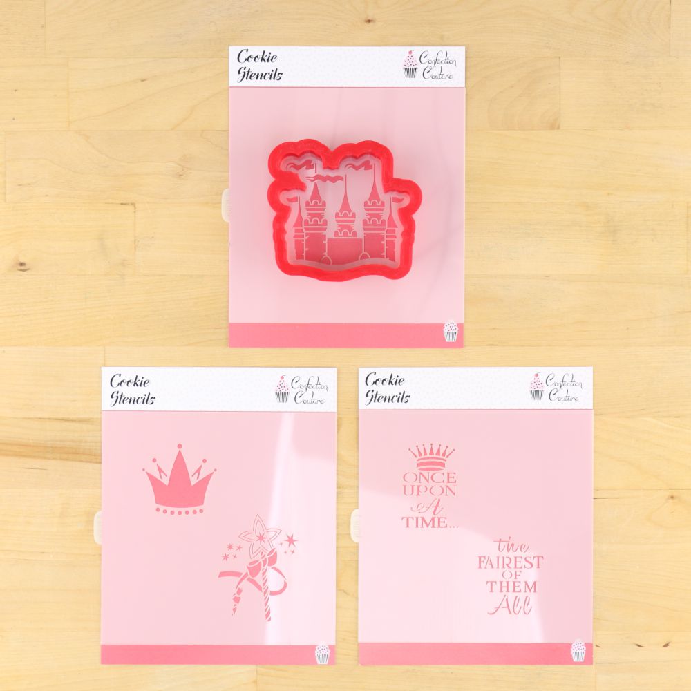 Princess Birthday Party Cookie Stencil With Castle Shaped Cookie Cutter