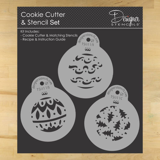 Ball Ornament Cookie Stencil and Cutter Set by Designer Stencils