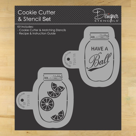 Ball Jar Cookie Stencil and Cutter Set by Designer Stencils