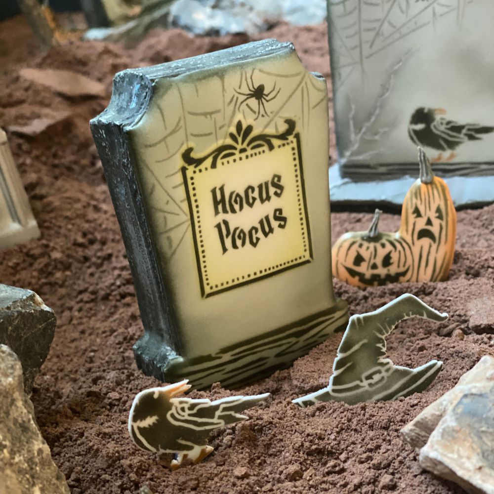 Tombstone Cookies decorated with Julia's Kitchen Club Halloween Tombstone Kit