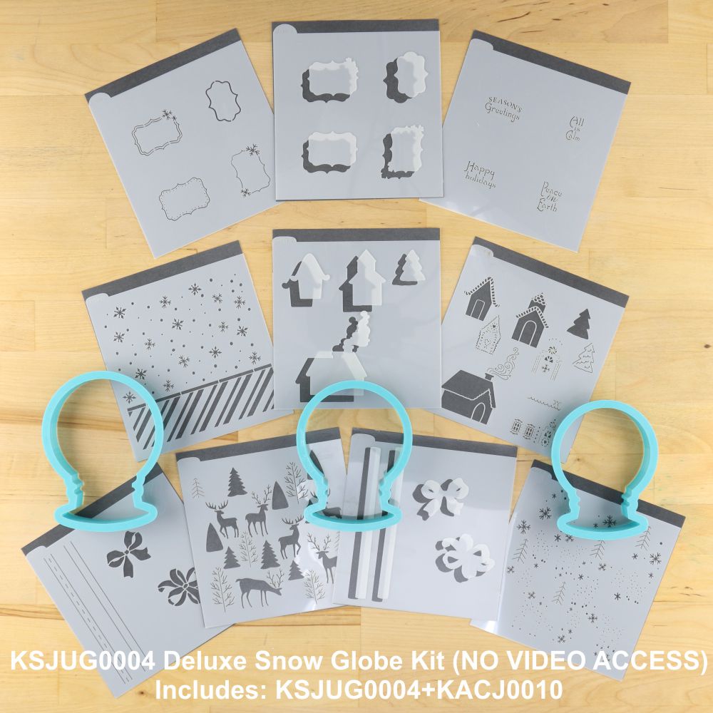 Julia Ushers Deluxe Holiday Snow Globe Project Kit with 10 stencils and 3 cookie cutters