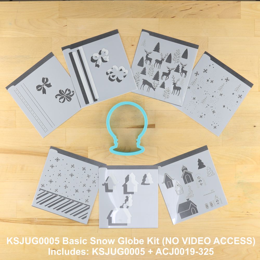 Julia Ushers Basic Holiday Snow Globe Project Kit with 7 stencils and 1 cookie cutters