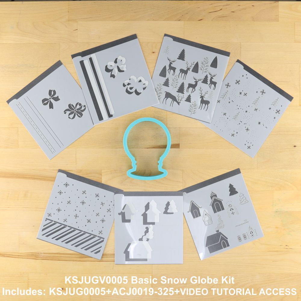 Julia Ushers Basic Holiday Snow Globe Project Kit with 7 stencils and 1 cookie cutters