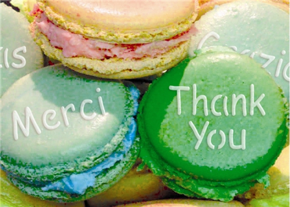 International Thank You Round Cookie Stencil Set by Designer Stencils Macrons