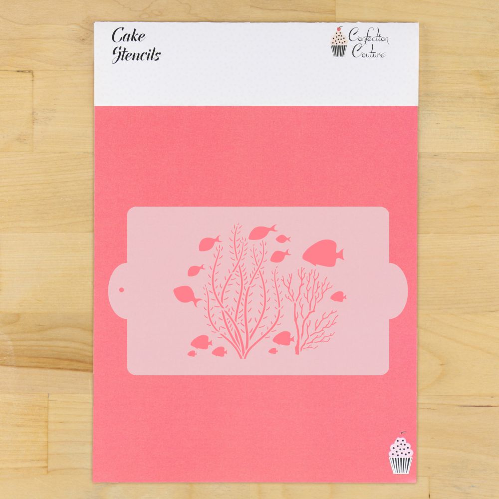 Under the Sea Cake Side Stencil 4 x 8 inches