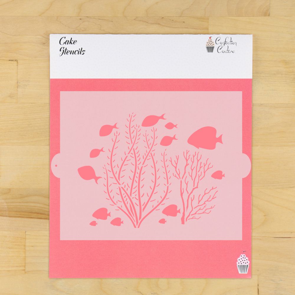 Under the Sea Cake Side Stencil 9 inch 11 inch
