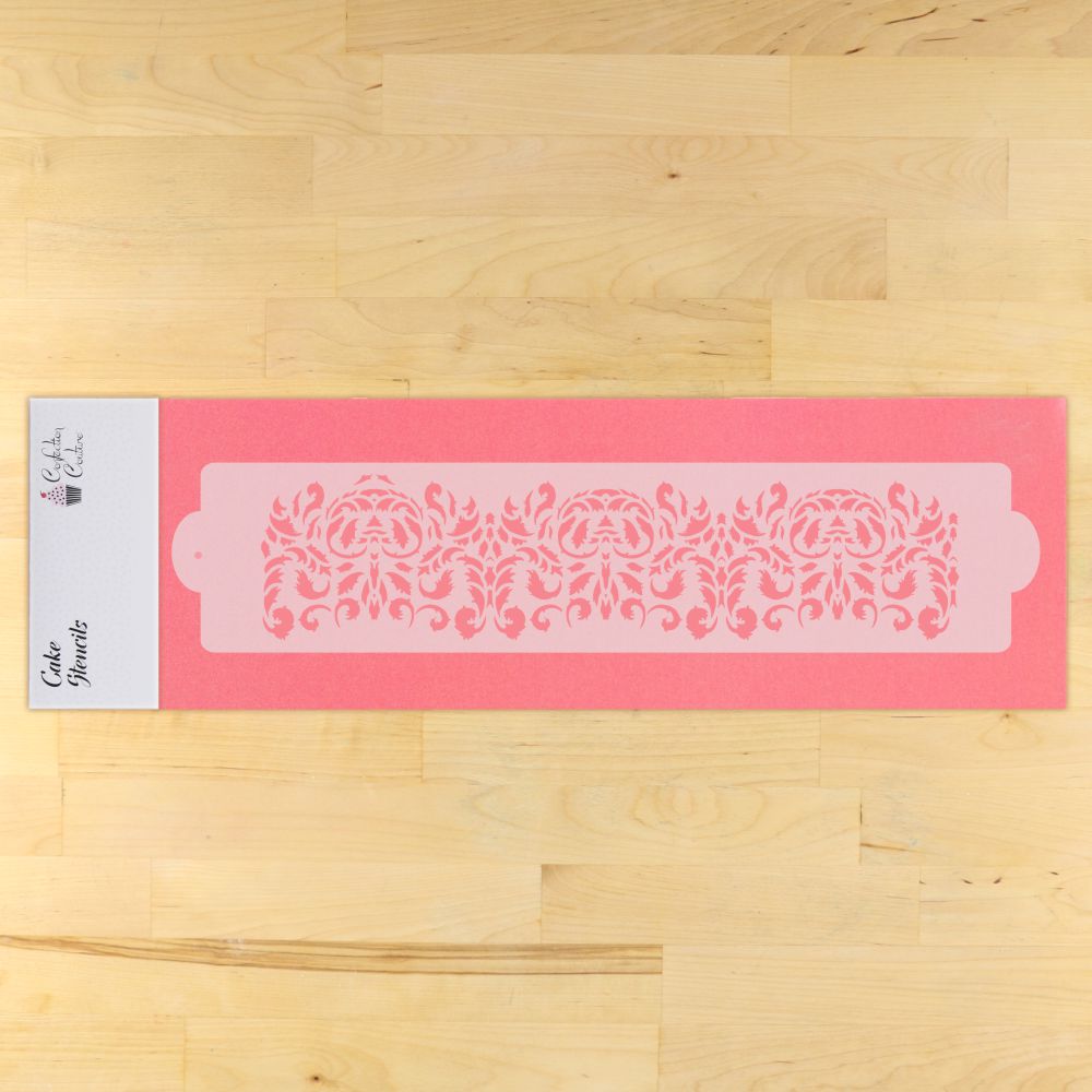 Acanthus Cake Side Stencil for rectangular tiered cakes