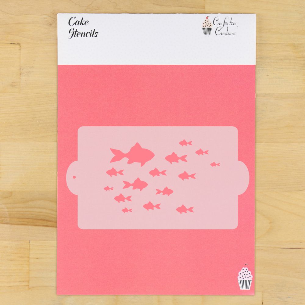 School of Fish Cake Side Stencil 4 x 8 inches