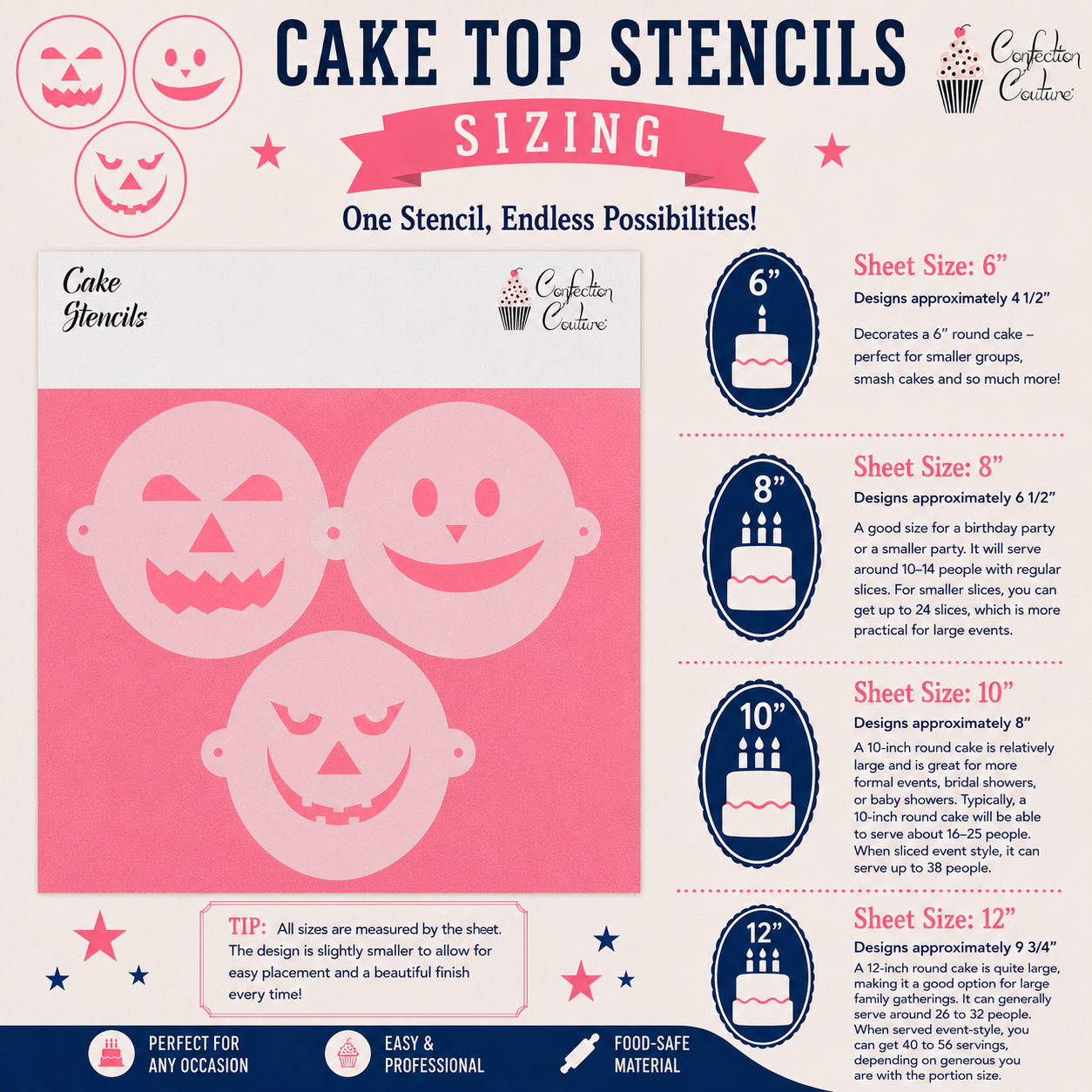 Jack O Lantern Cake Top Stencil Trio