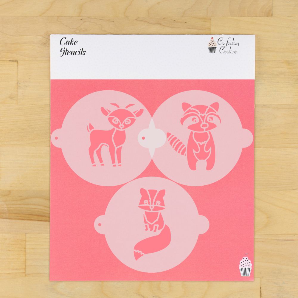 Forest Critters Cake Top Stencil Trio