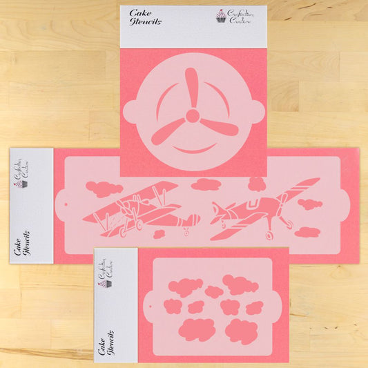 Airplane 3 Piece Cake Stencil Set