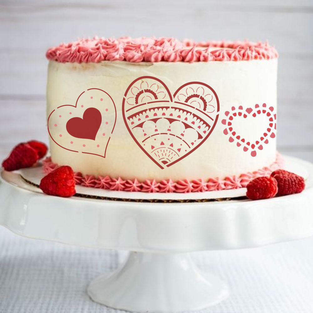Valentines 3 Piece Cake Stencil Set