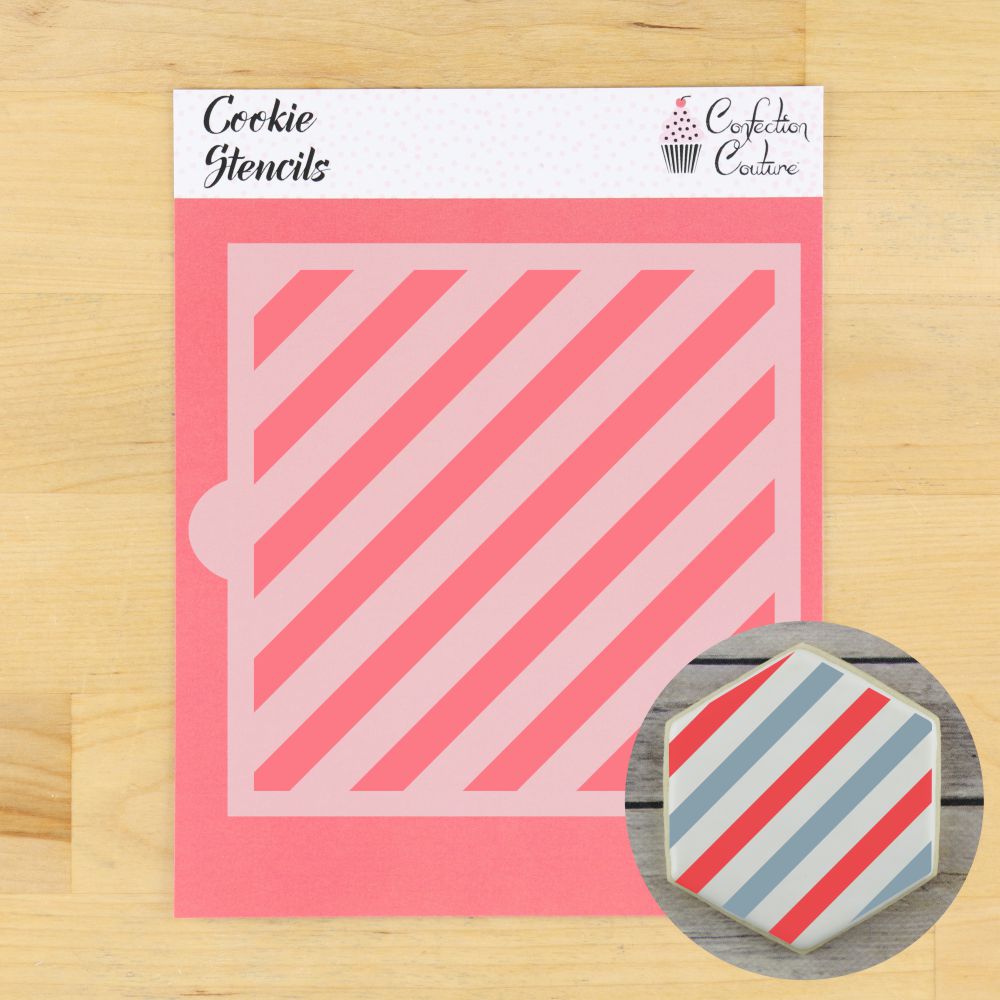 Diagonal Stripe Background Cookie Stencil